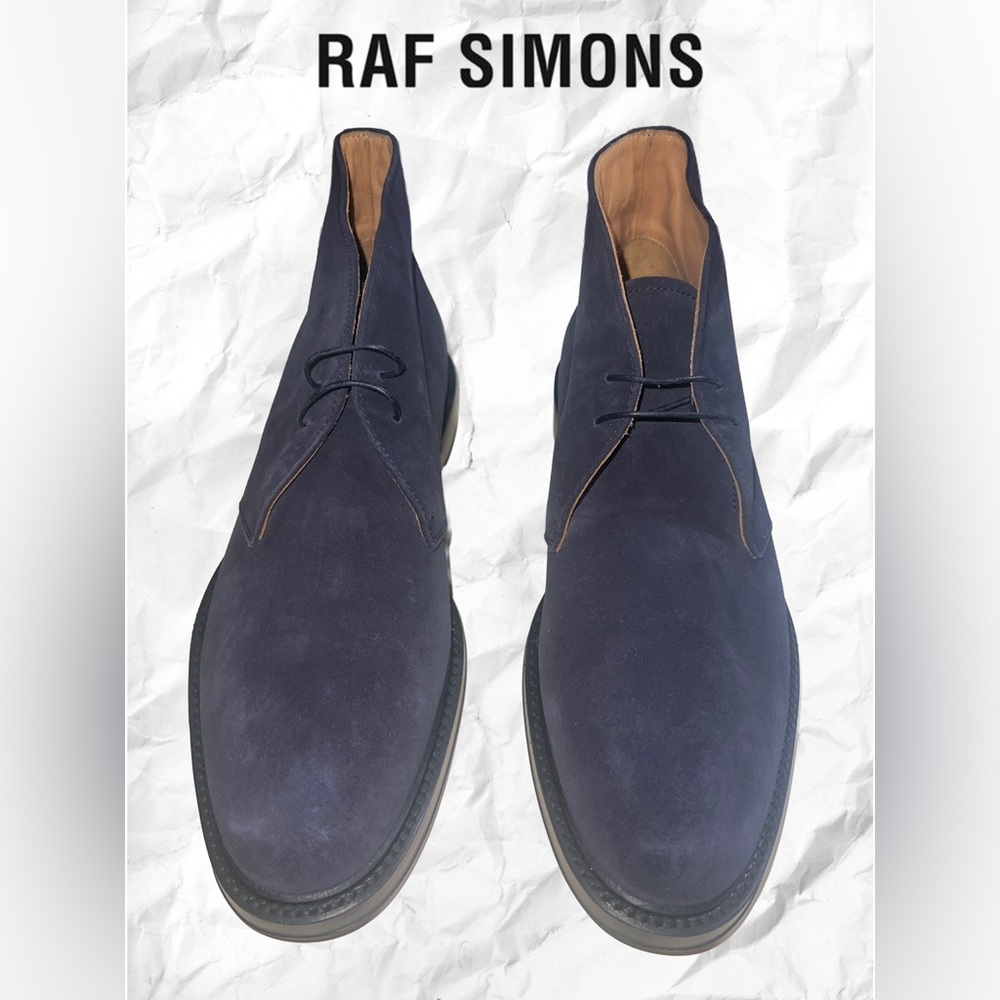 Raf Simons Navy Suede Chukka Boots